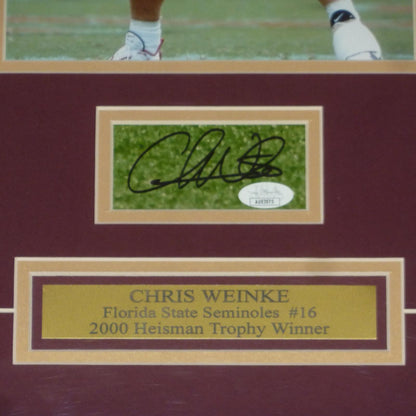 Charlie Ward, Chris Weinke And Jameis Winston Autographed FSU Florida State Seminoles Deluxe Framed Triple Heisman Piece with Cut Signatures - JSA