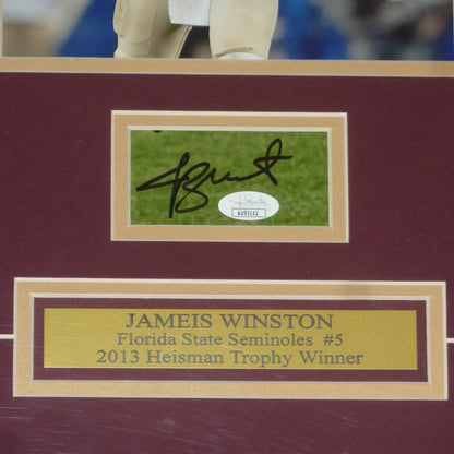 Charlie Ward, Chris Weinke And Jameis Winston Autographed FSU Florida State Seminoles Deluxe Framed Triple Heisman Piece with Cut Signatures - JSA