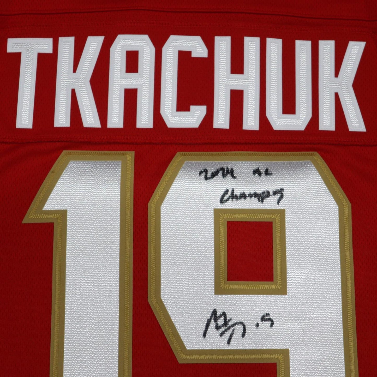 Matthew Tkachuk Autographed Florida Panthers (Red #19) Fanatics NHL Hockey Jersey w/ "24 SC Champs" - JSA