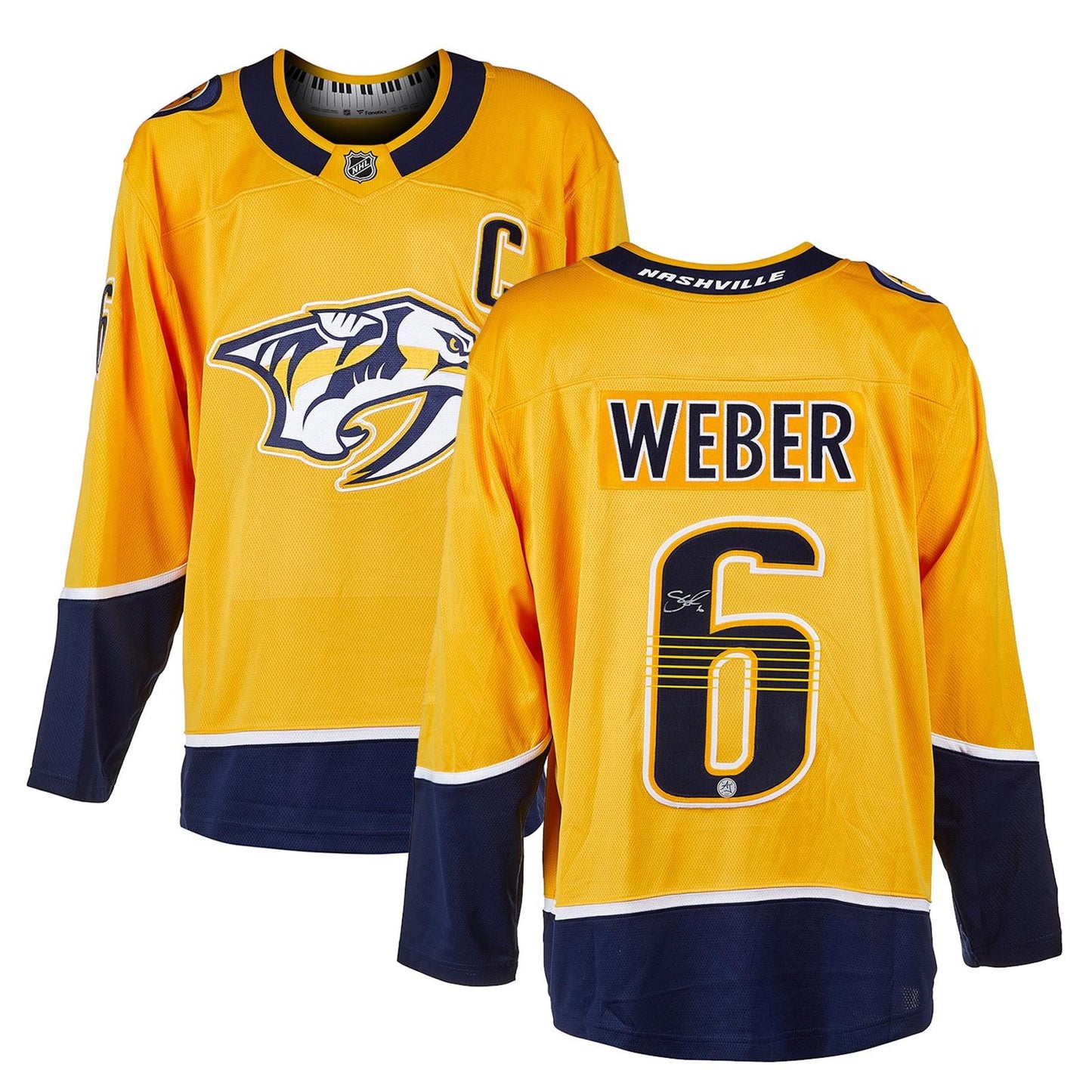 Shea Weber Autographed Nashville Predators (Gold #6) Breakaway Jersey