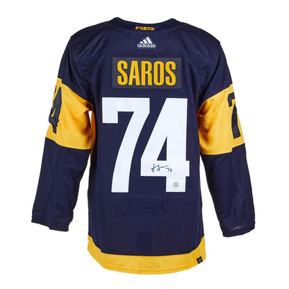 Juuse Saros Autographed Nashville Predators (Smashville Stadium Series #74) Adidas Jersey