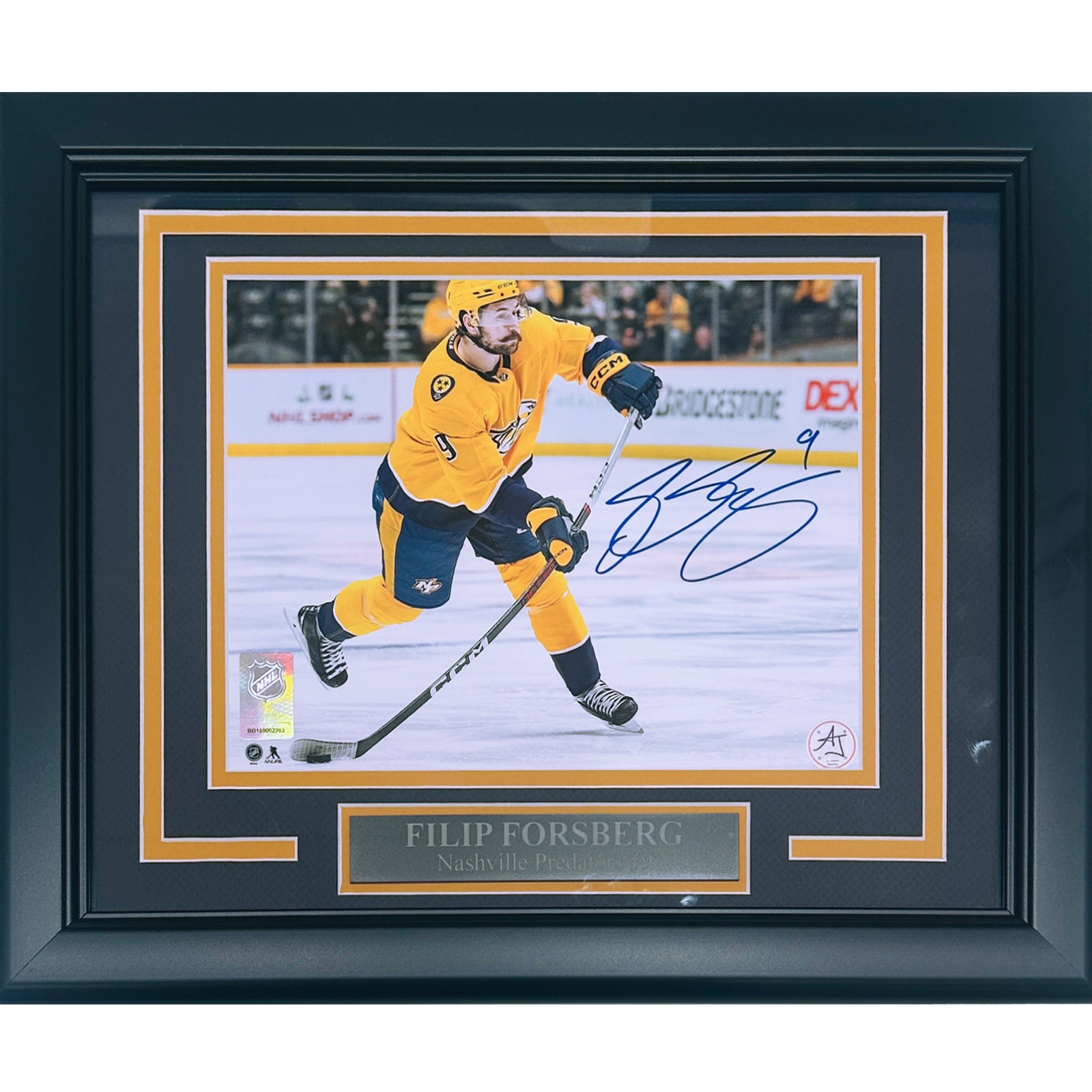 Filip Forsberg Autographed Nashville Predators (Horiz Slapshot) Deluxe Framed 8x10 Photo - AJ