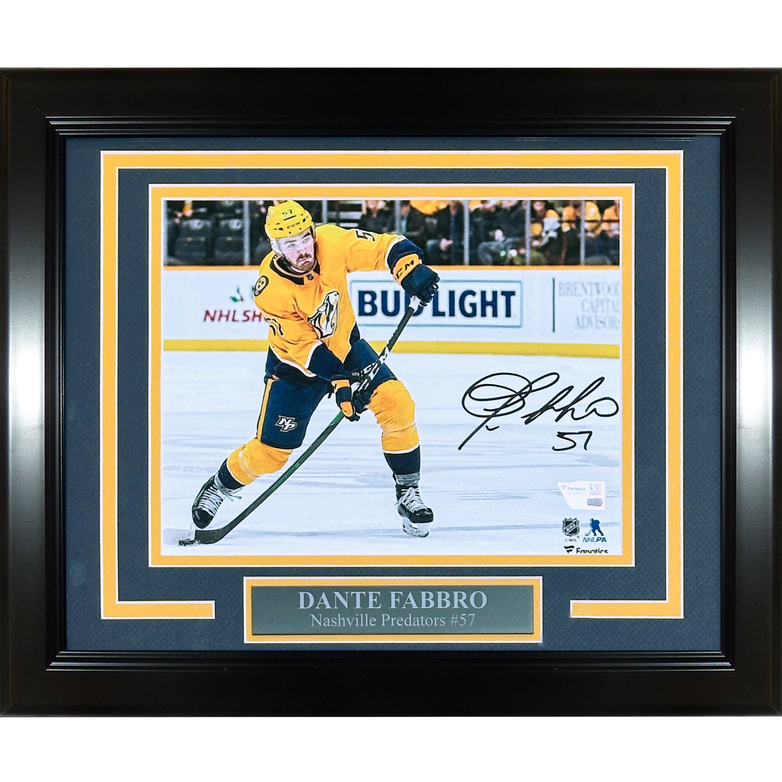 Dante Fabbro Autographed Nashville Predators (Horiz Action) Deluxe Framed 8x10 Photo - Fanatics