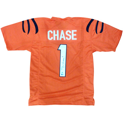 Ja'Marr Chase Autographed Cincinnati (Orange #1) Custom Jersey - Beckett