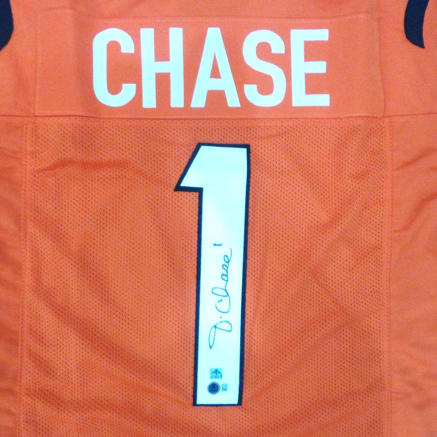 Ja'Marr Chase Autographed Cincinnati (Orange #1) Custom Jersey - Beckett