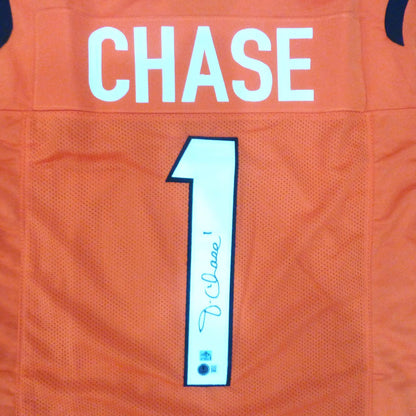 Ja'Marr Chase Autographed Cincinnati (Orange #1) Custom Jersey - Beckett