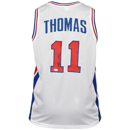 Isiah Thomas Autographed Detroit (White #11) Custom Jersey – JSA