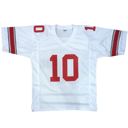 Troy Smith Autographed Ohio State Buckeyes (White #10) Custom Jersey w/ "Heisman 06" Beckett