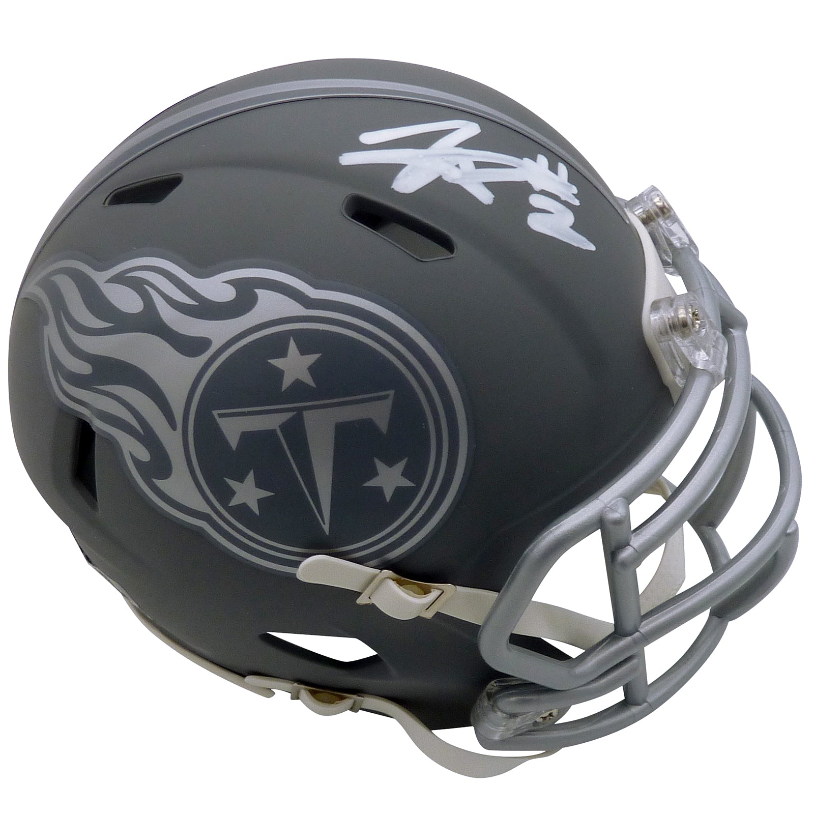 Tyjae Spears Autographed Tennessee Titans (SLATE Alternate) Mini Helmet - Beckett