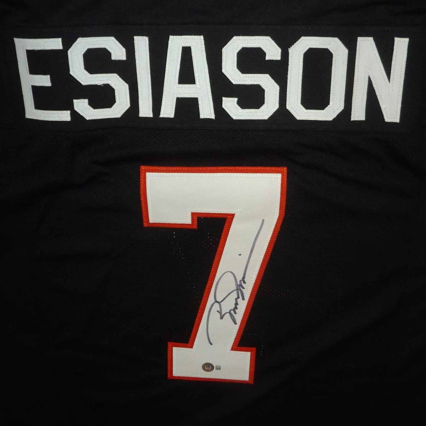 Boomer Esiason Autographed Cincinnati (Black #7) Custom Jersey - Beckett