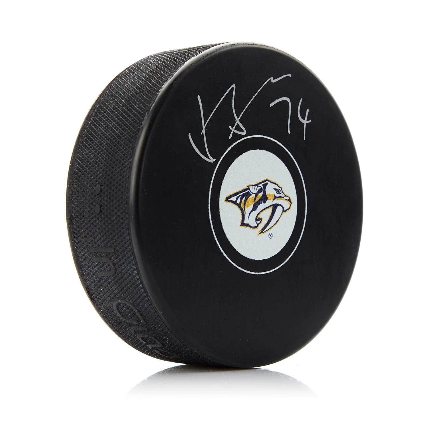 Juuse Saros Autographed Nashville Predators Hockey Puck - AJ Sports