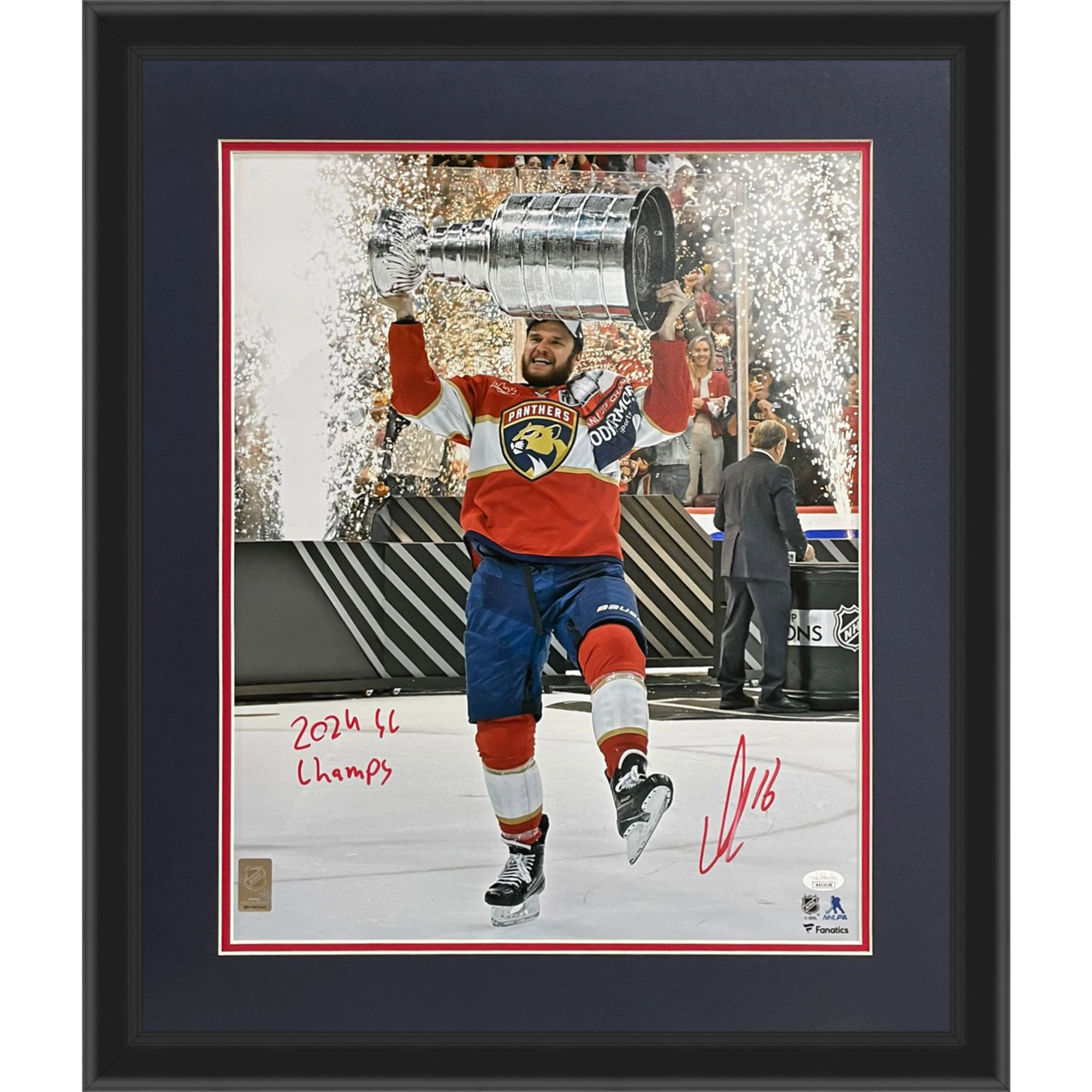 Aleksander Barkov Autographed Florida Panthers (Stanley Cup Trophy) Deluxe Framed 16x20 Photo w/ 