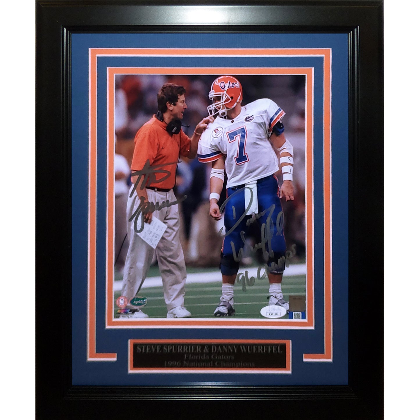 Steve Spurrier And Danny Wuerffel Autographed Florida Gators (Sugar Bowl) Deluxe Framed 8x10 Photo - JSA