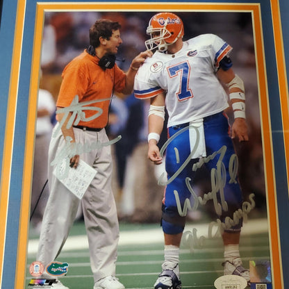 Steve Spurrier And Danny Wuerffel Autographed Florida Gators (Sugar Bowl) Deluxe Framed 8x10 Photo - JSA