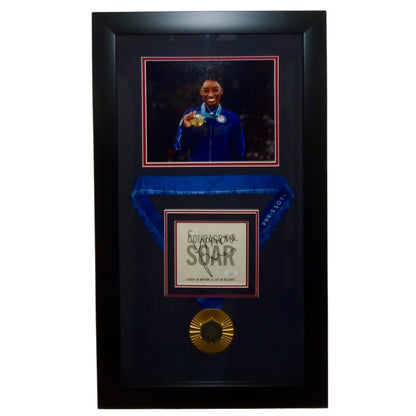 Simone Biles Autograph Deluxe Framed with Replica Paris Olympics Gold Medal and 8x10 Photo - JSA