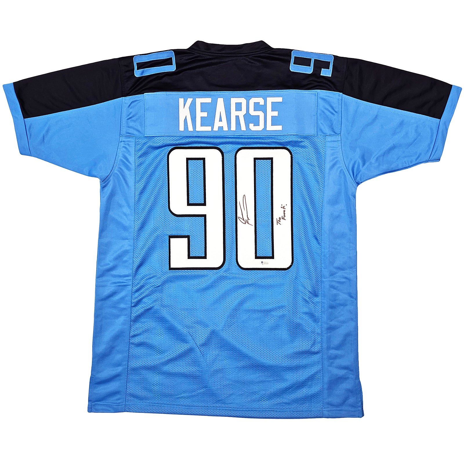 Jevon Kearse Autographed Tennessee (Light Blue #90) Custom Jersey - Beckett