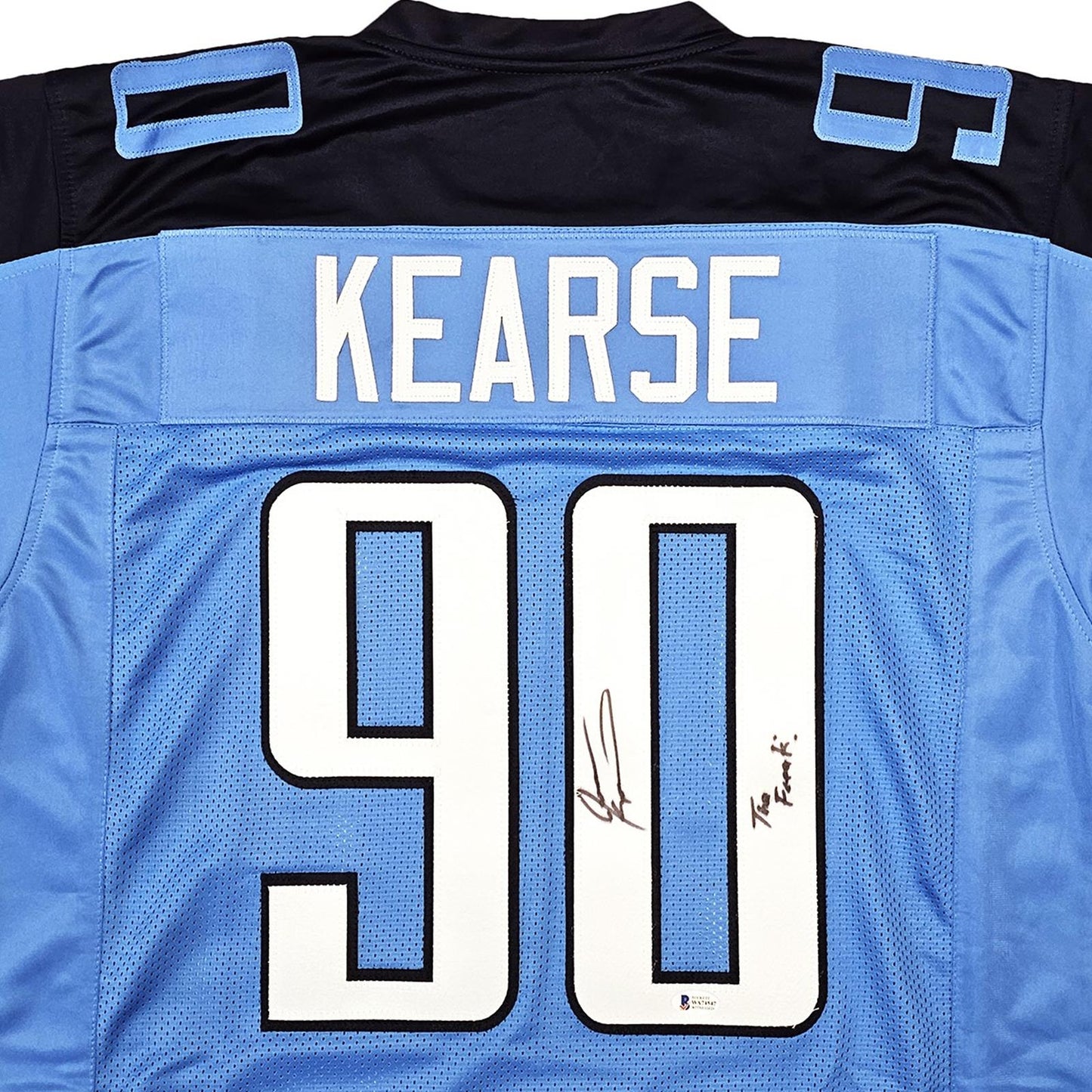 Jevon Kearse Autographed Tennessee (Light Blue #90) Custom Jersey - Beckett