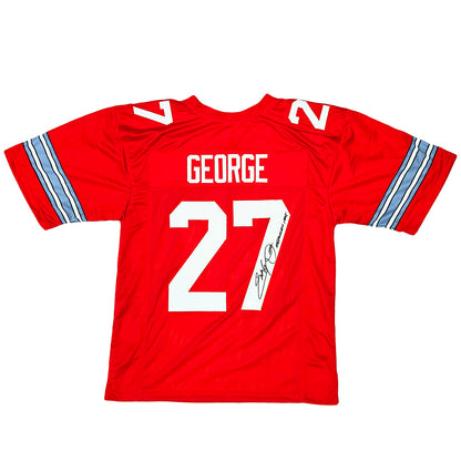 Eddie George Autographed Ohio State Buckeyes (Scarlet #27) Custom Jersey w/ "Heisman 95"- Beckett