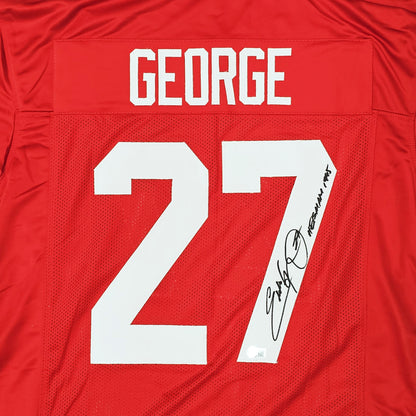 Eddie George Autographed Ohio State Buckeyes (Scarlet #27) Custom Jersey w/ "Heisman 95"- Beckett