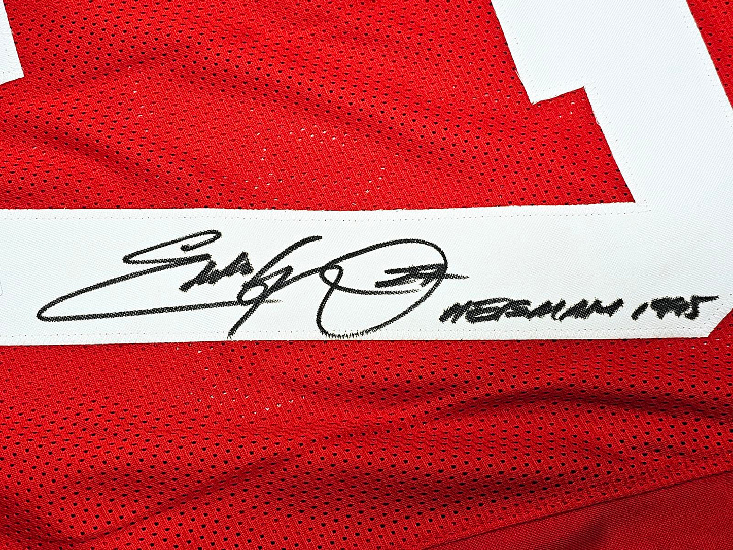 Eddie George Autographed Ohio State Buckeyes (Scarlet #27) Custom Jersey w/ "Heisman 95"- Beckett