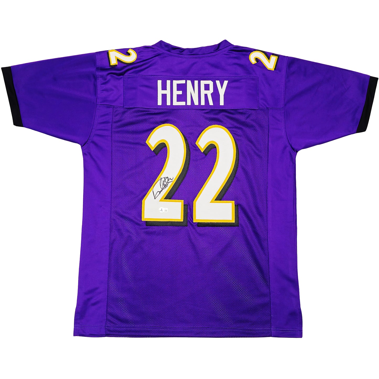 Derrick Henry Autographed Baltimore (Purple #22) Custom Jersey - Beckett