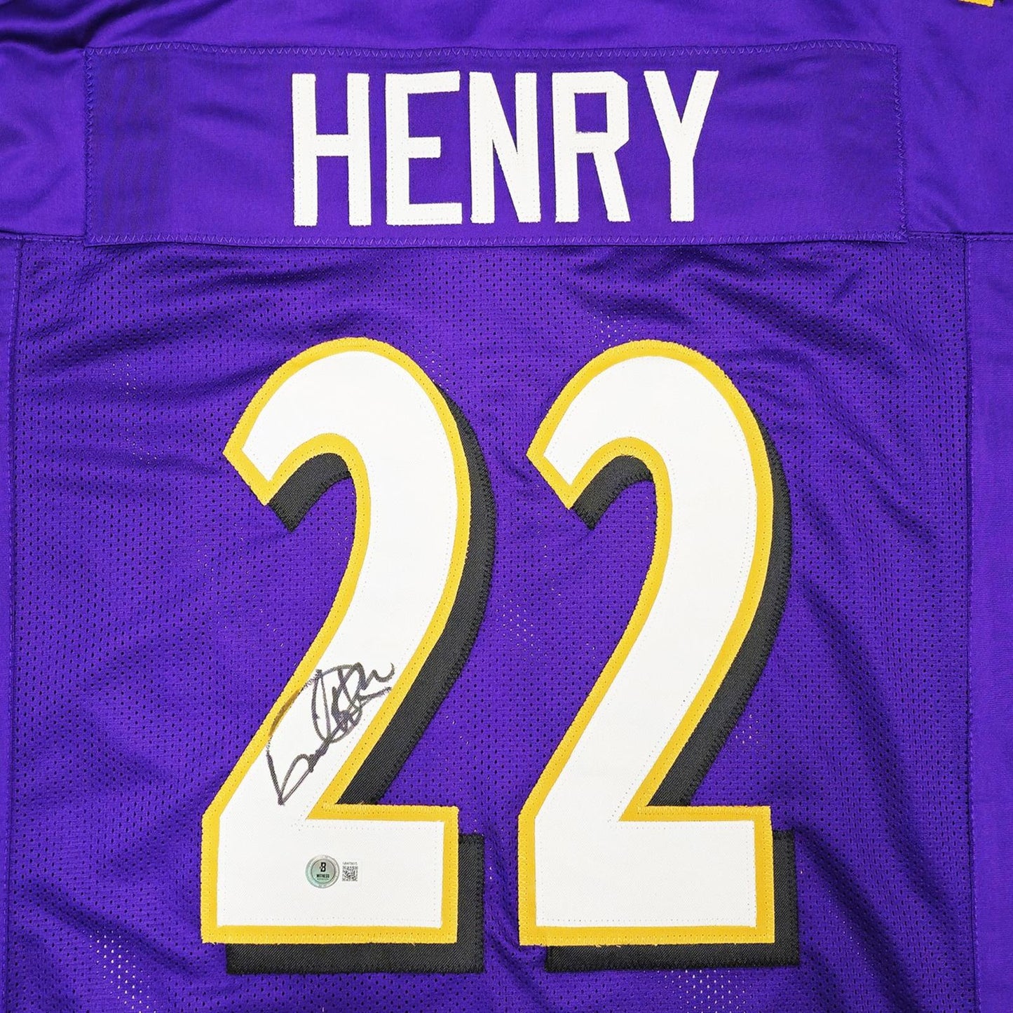 Derrick Henry Autographed Baltimore (Purple #22) Custom Jersey - Beckett