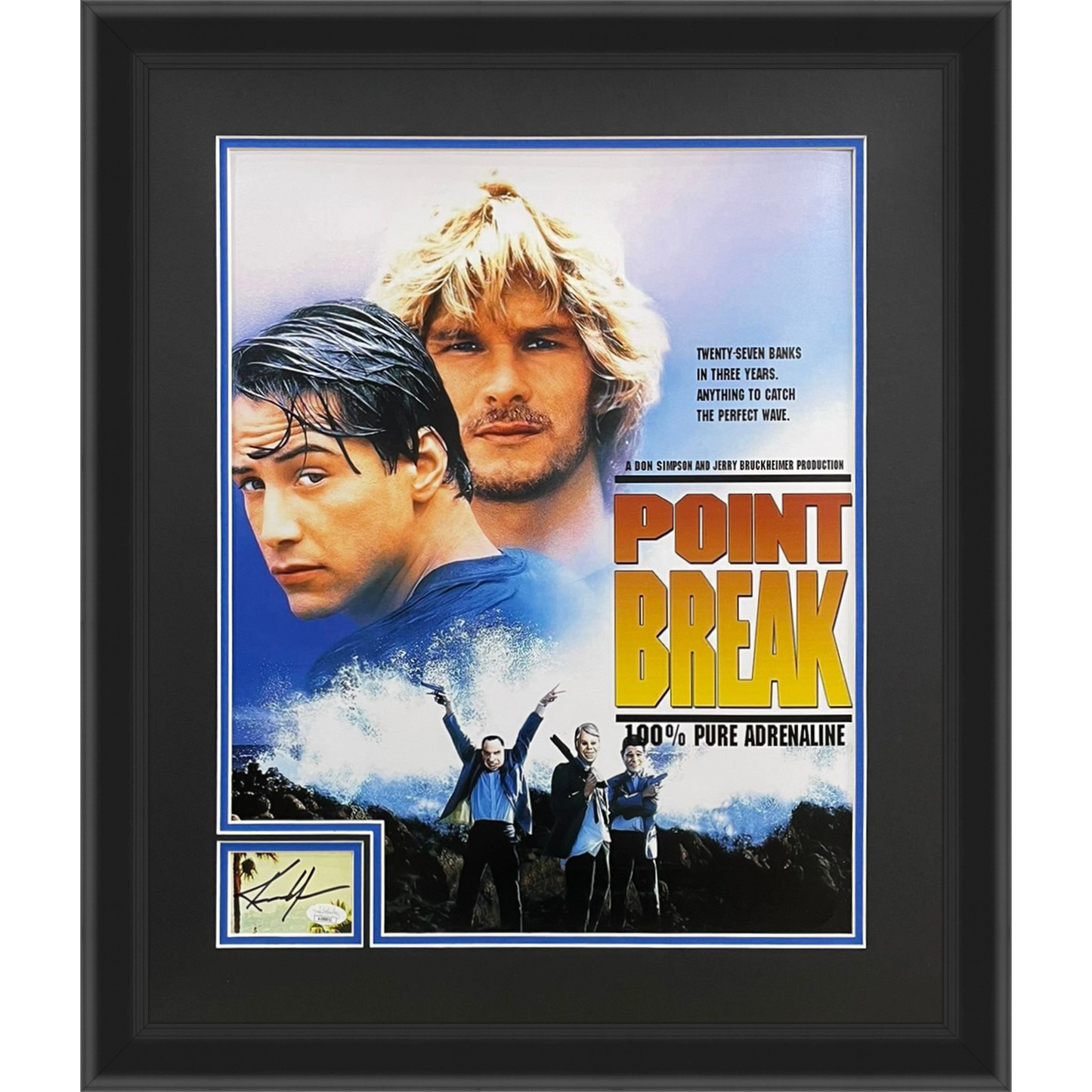 Keanu Reeves Autographed Point Break Deluxe Framed 16x20 Movie Poster Piece JSA