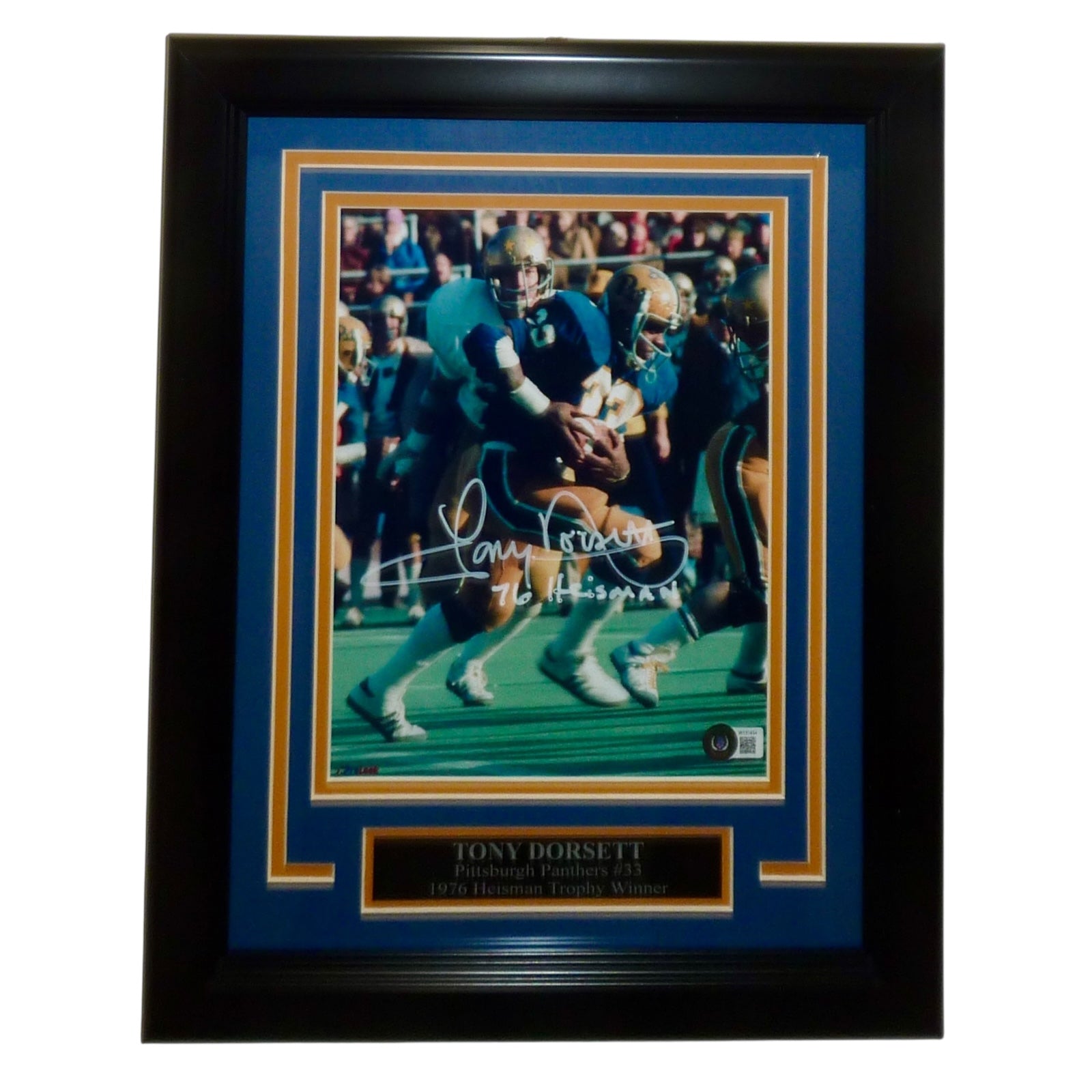 Tony Dorsett Autographed Pittsburgh Panthers Deluxe Framed 8x10 Photo w/ 