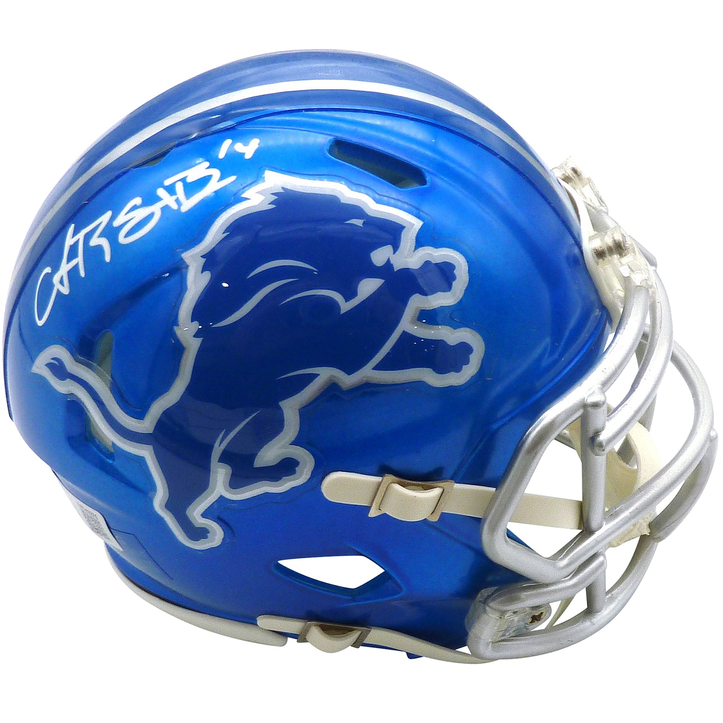 Amon-Ra St Brown Autographed Detroit Lions (Flash Alternate) Mini Helmet - Beckett