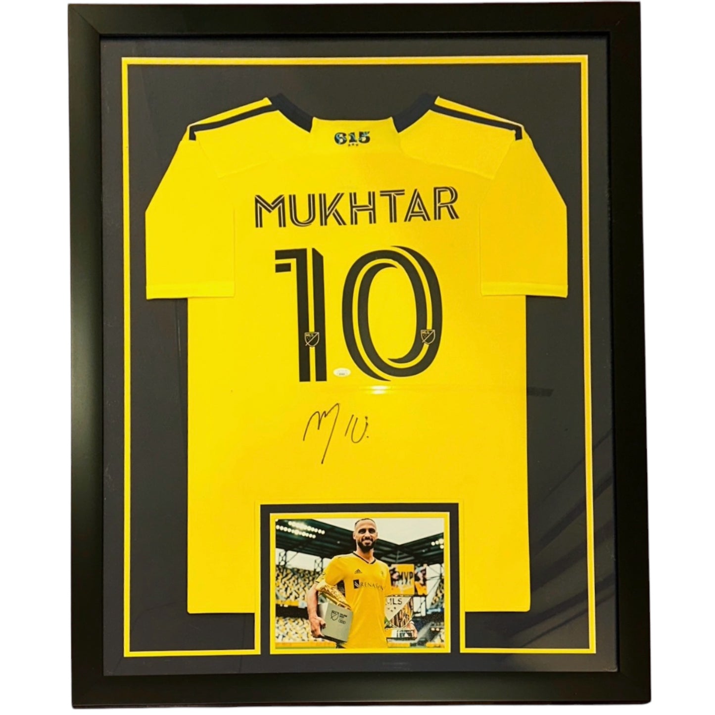 Hany Mukhtar Autographed Nashville SC (Yellow #10) Deluxe Framed MLS Soccer Jersey - JSA