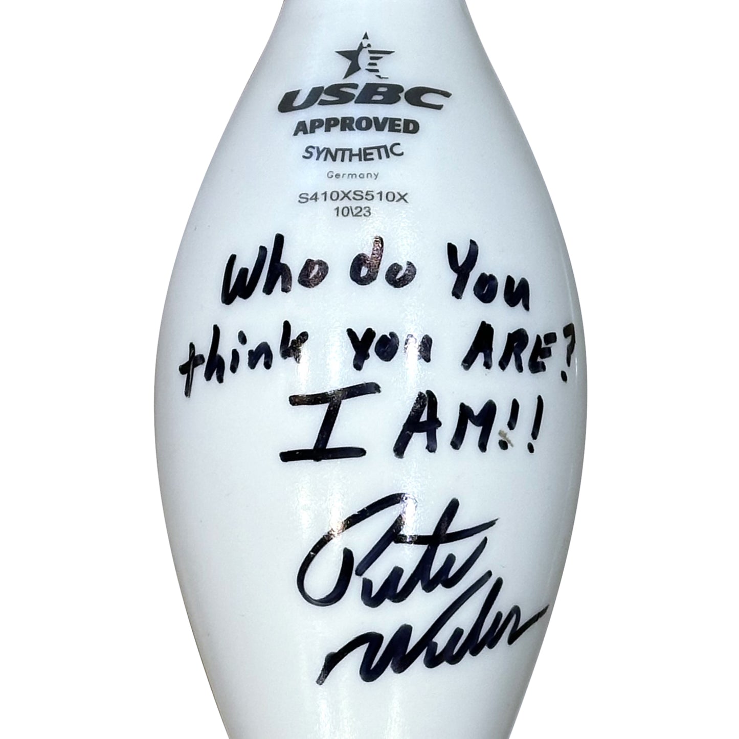 Pete Weber Autographed Bowling Pin with Long Inscription - Radtke