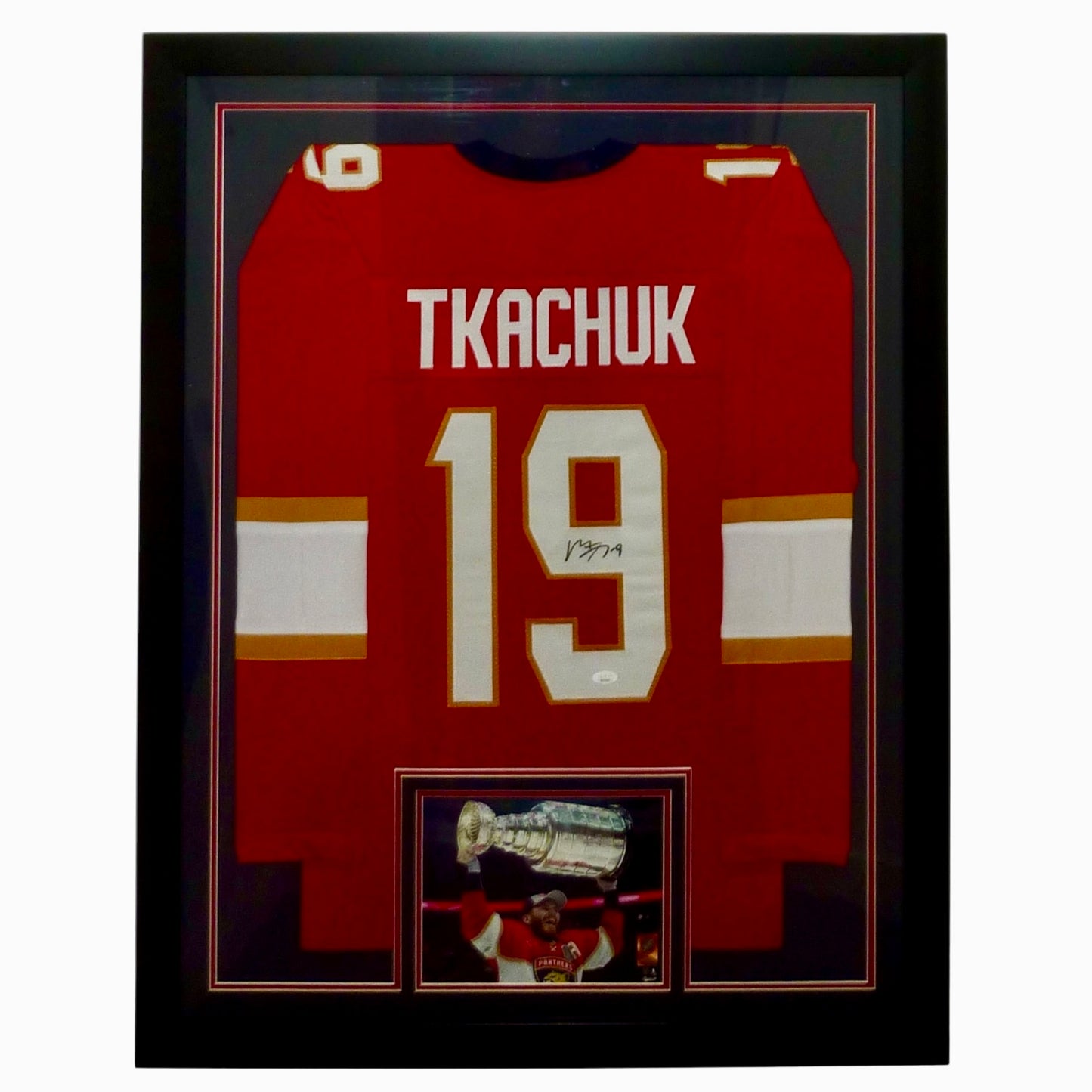 Matthew Tkachuk Autographed Florida Panthers (Red #19) Vertical Framed Jersey - JSA