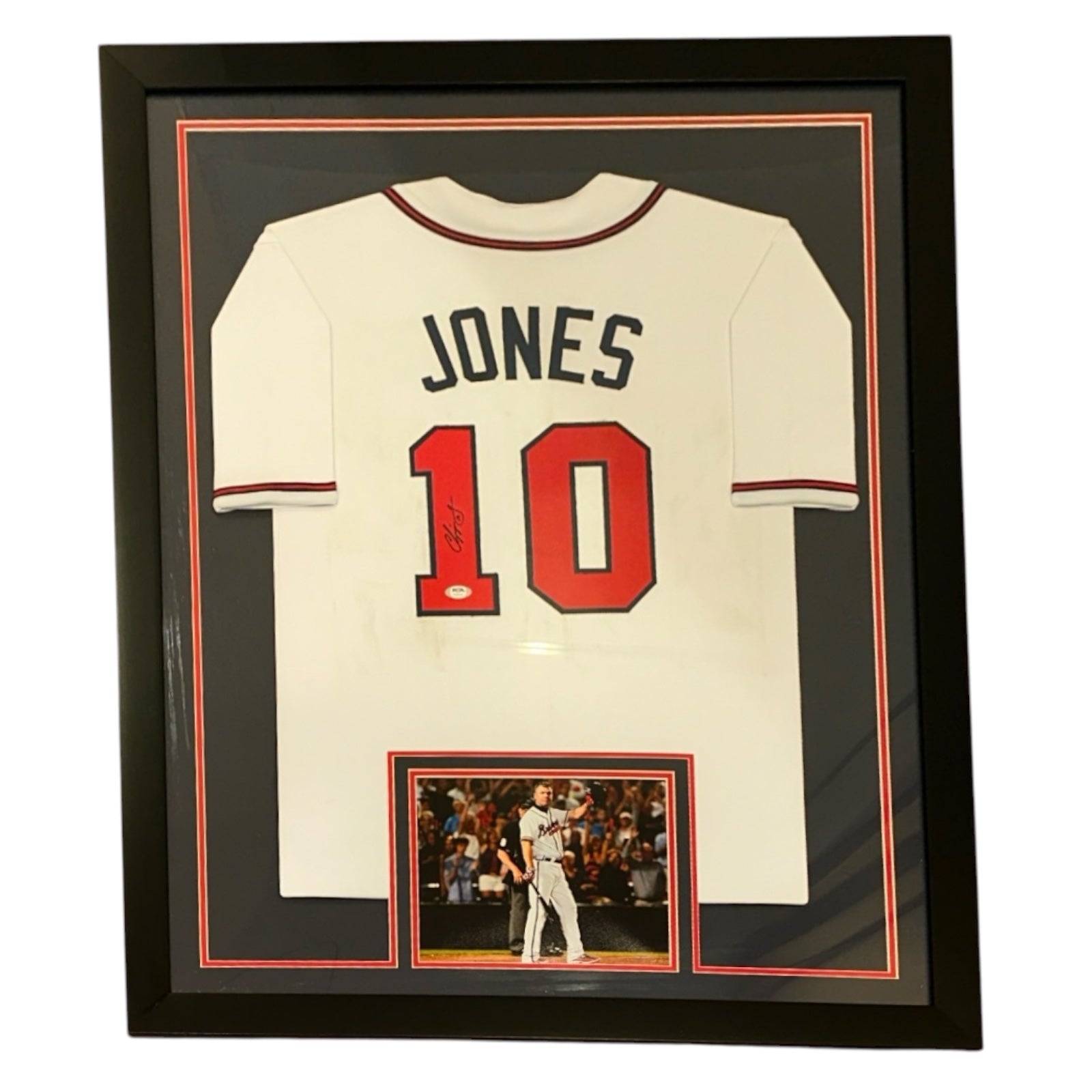 Chipper Jones Autographed Atlanta Braves (White #10) Framed Jersey - JSA