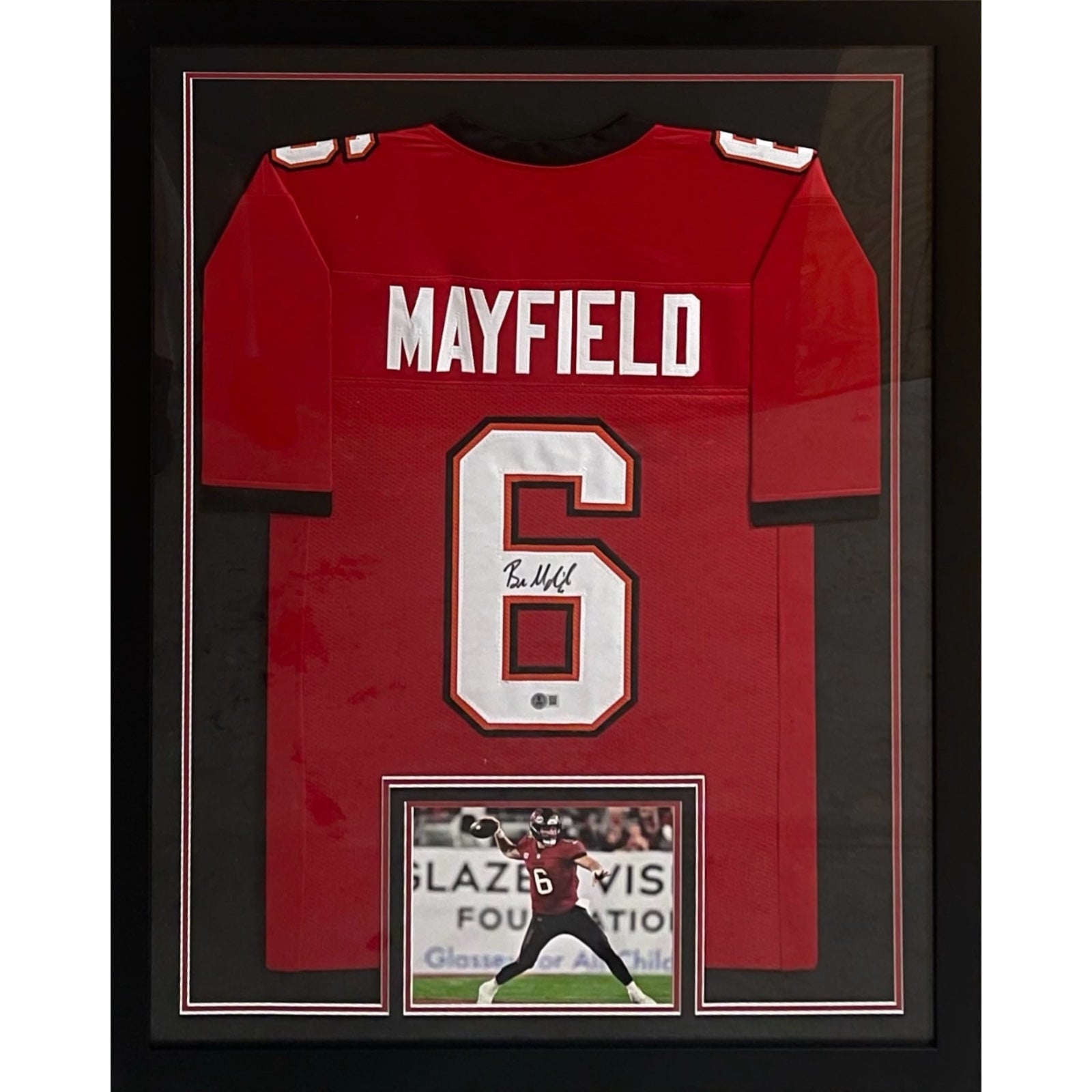 Baker Mayfield Autographed Tampa Bay Buccaneers (Red #6) Framed Jersey - Beckett