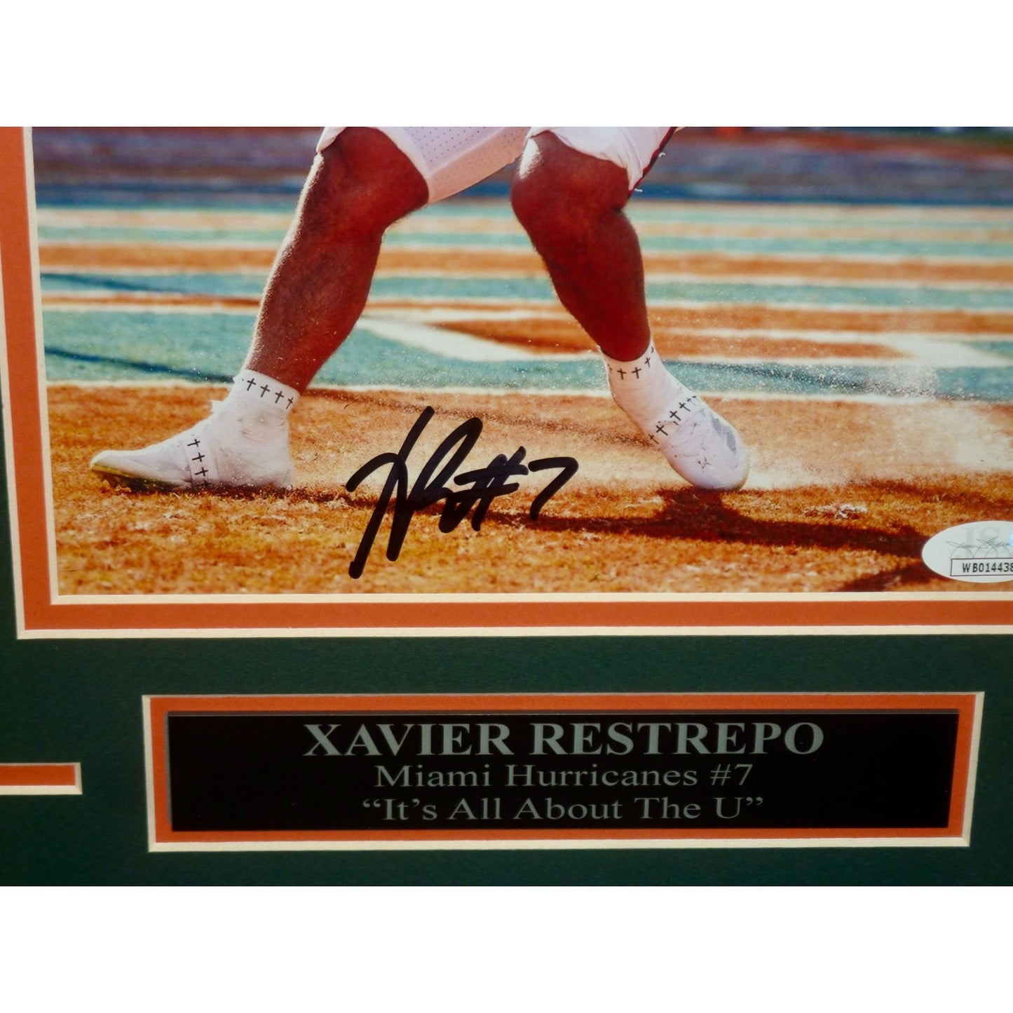 Xavier Restrepo Autographed Miami Hurricanes (TD Celebration) Deluxe Framed 8x10 Photo - JSA