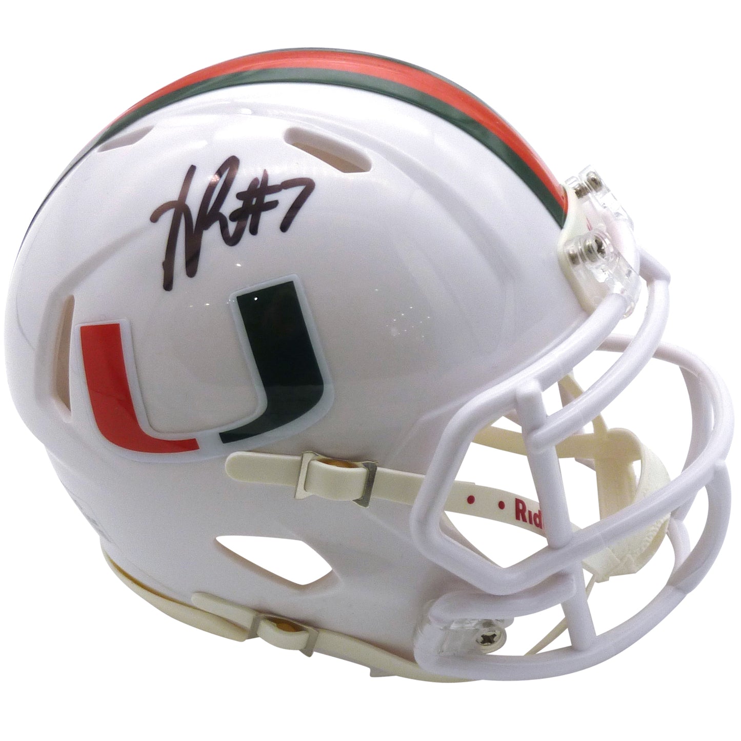 Xavier Restrepo Autographed Miami Hurricanes (Speed) Mini Helmet - JSA