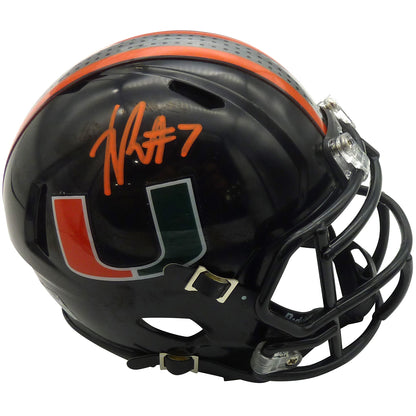 Xavier Restrepo Autographed Miami Hurricanes (Black Alternate) Mini Helmet - JSA