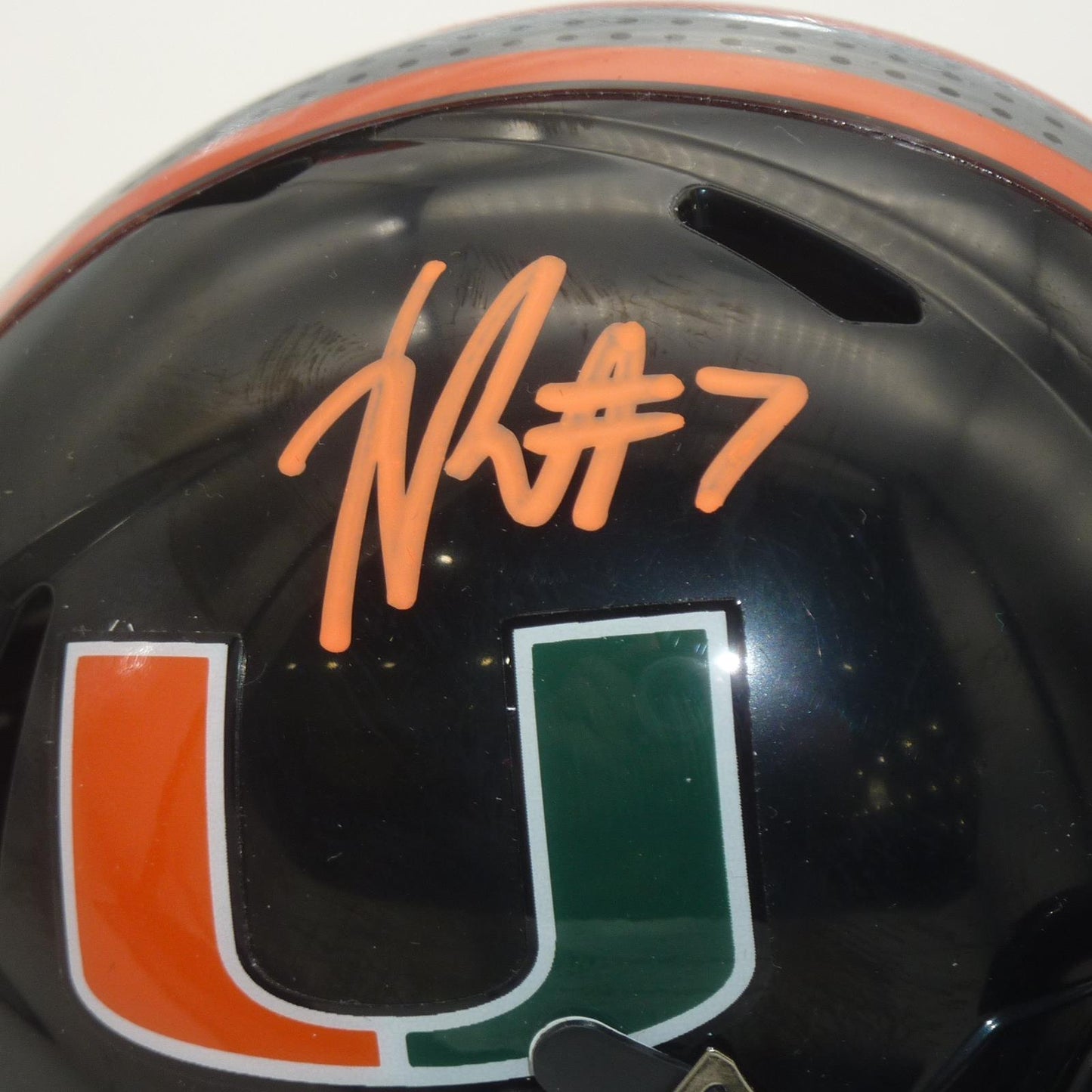 Xavier Restrepo Autographed Miami Hurricanes (Black Alternate) Mini Helmet - JSA