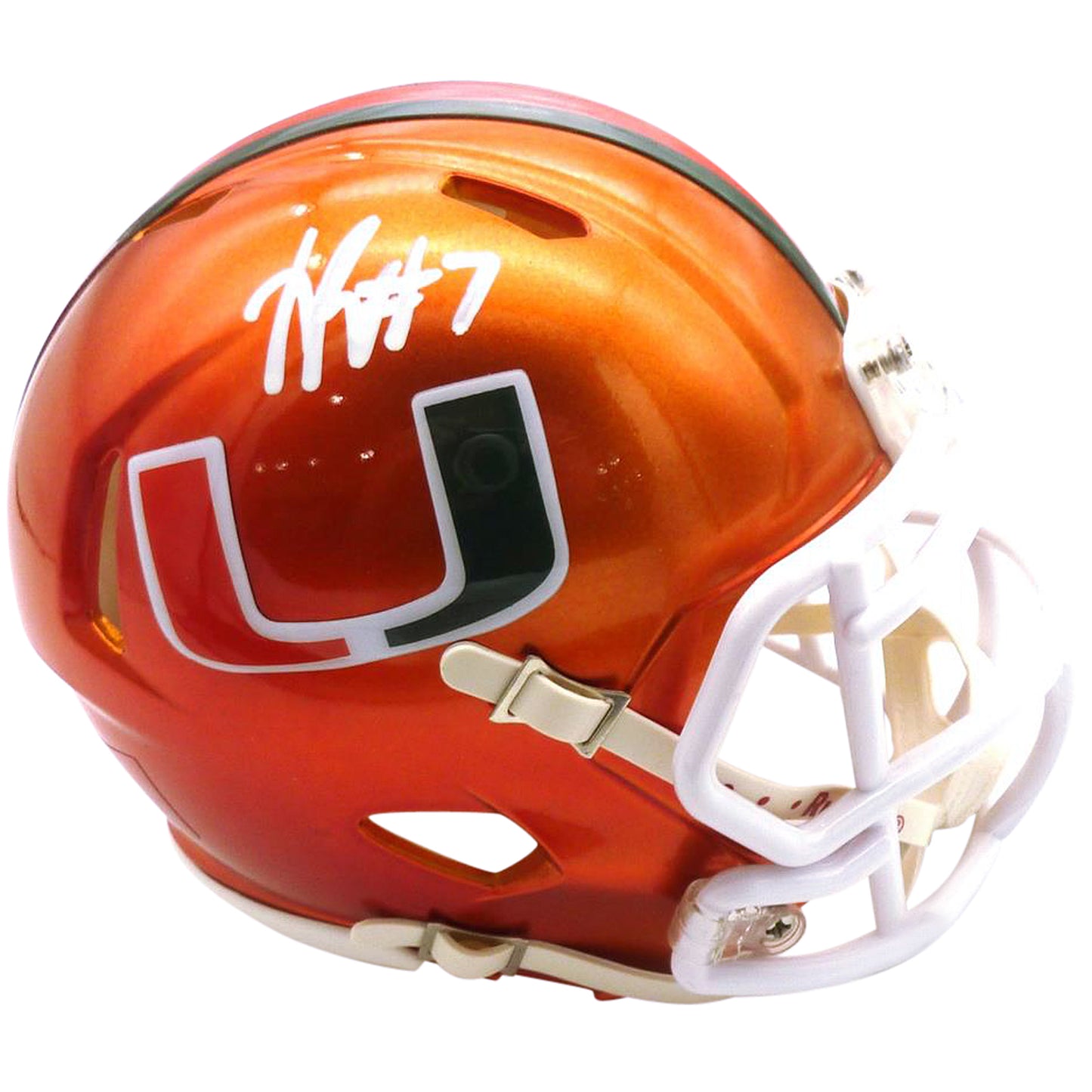 Xavier Restrepo Autographed Miami Hurricanes (FLASH Alternate) Mini Helmet - JSA