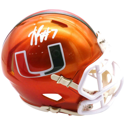 Xavier Restrepo Autographed Miami Hurricanes (FLASH Alternate) Mini Helmet - JSA