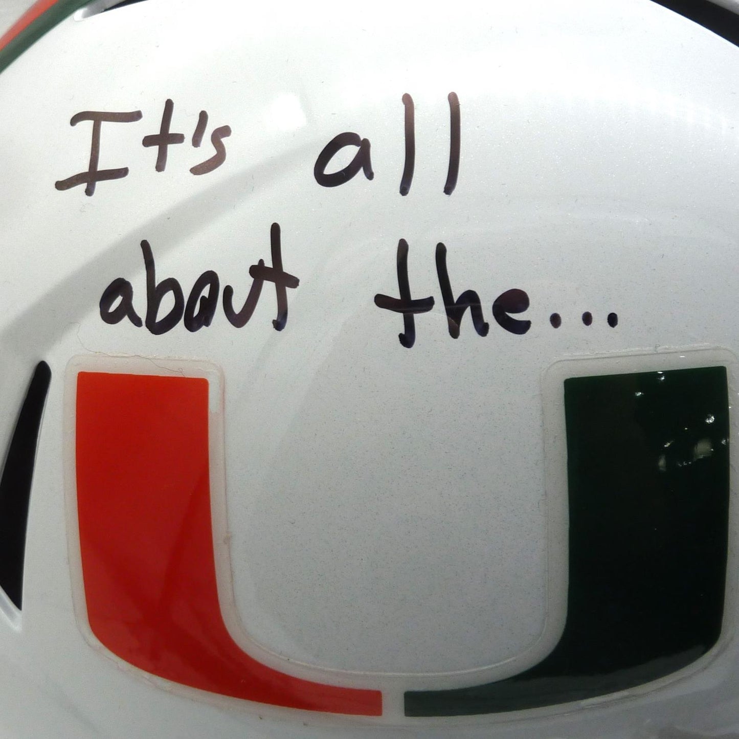 Xavier Restrepo Autographed Miami Hurricanes (Speed) Deluxe Full-Size Replica Helmet w/ "Its All About The U" - JSA