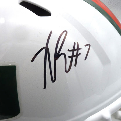 Xavier Restrepo Autographed Miami Hurricanes (Speed) Deluxe Full-Size Replica Helmet w/ "Its All About The U" - JSA