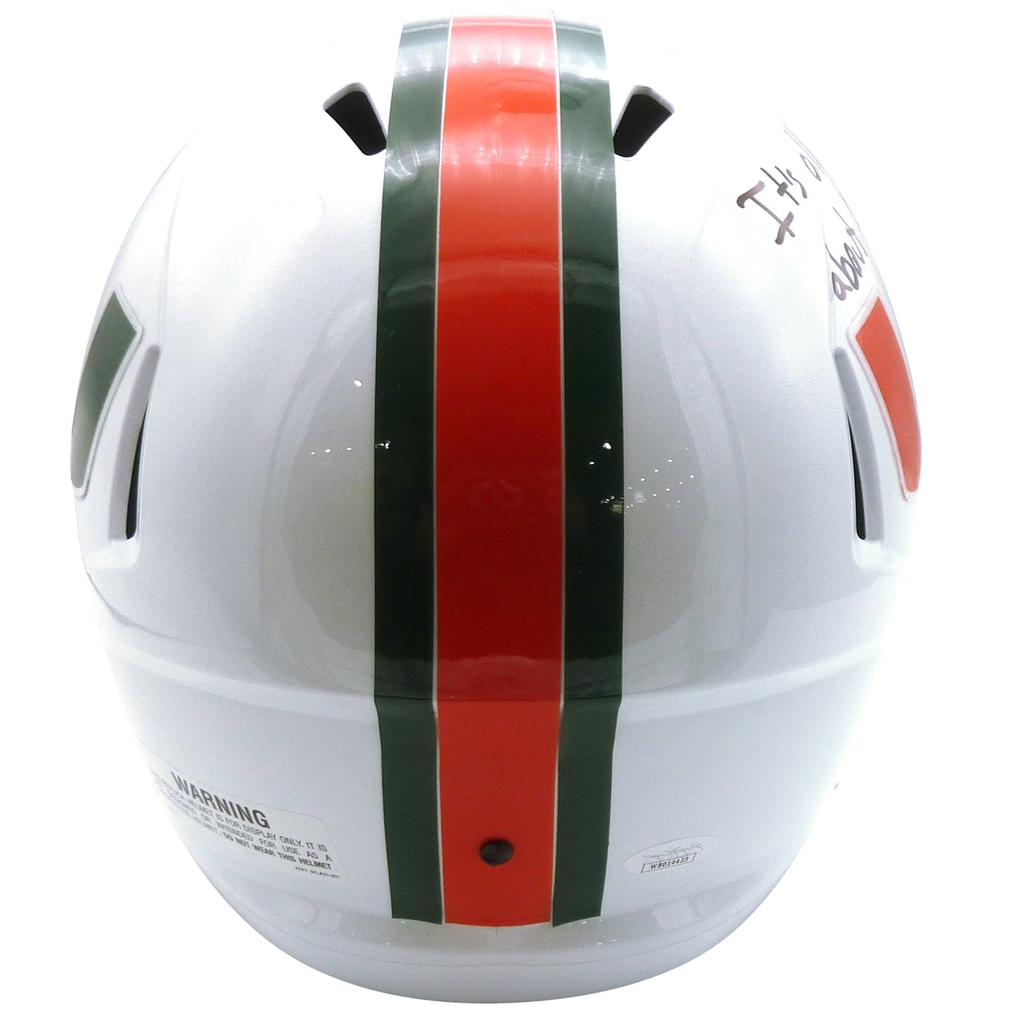 Xavier Restrepo Autographed Miami Hurricanes (Speed) Deluxe Full-Size Replica Helmet w/ "Its All About The U" - JSA