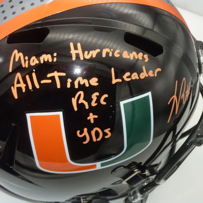 Xavier Restrepo Autographed Miami Hurricanes (Black Alternate) Deluxe Full-Size Replica Helmet - Limited Edition - JSA