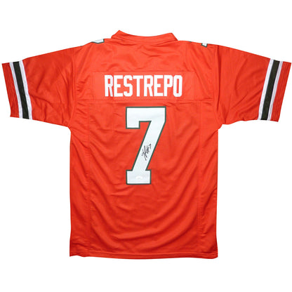 Xavier Restrepo Autographed Miami Hurricanes (Orange #7) Custom Jersey - JSA