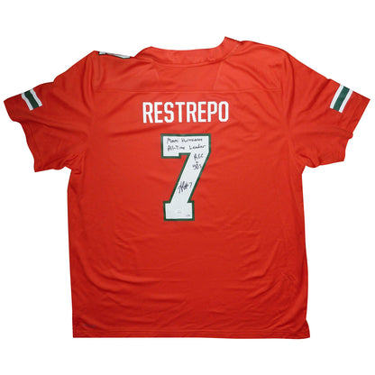 Xavier Restrepo Autographed Miami Hurricanes (Orange #7) Adidas Jersey - Limited Edition - JSA