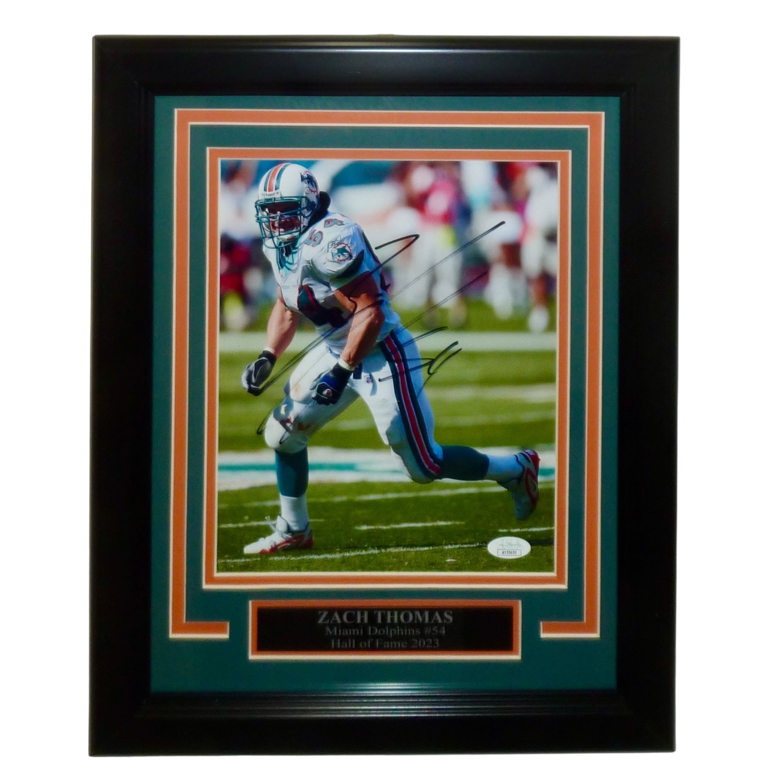 Zach Thomas Autographed Miami Dolphins Deluxe Framed 8x10 Photo - JSA