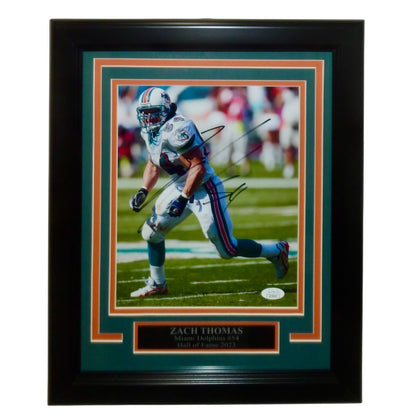 Zach Thomas Autographed Miami Dolphins Deluxe Framed 8x10 Photo - JSA