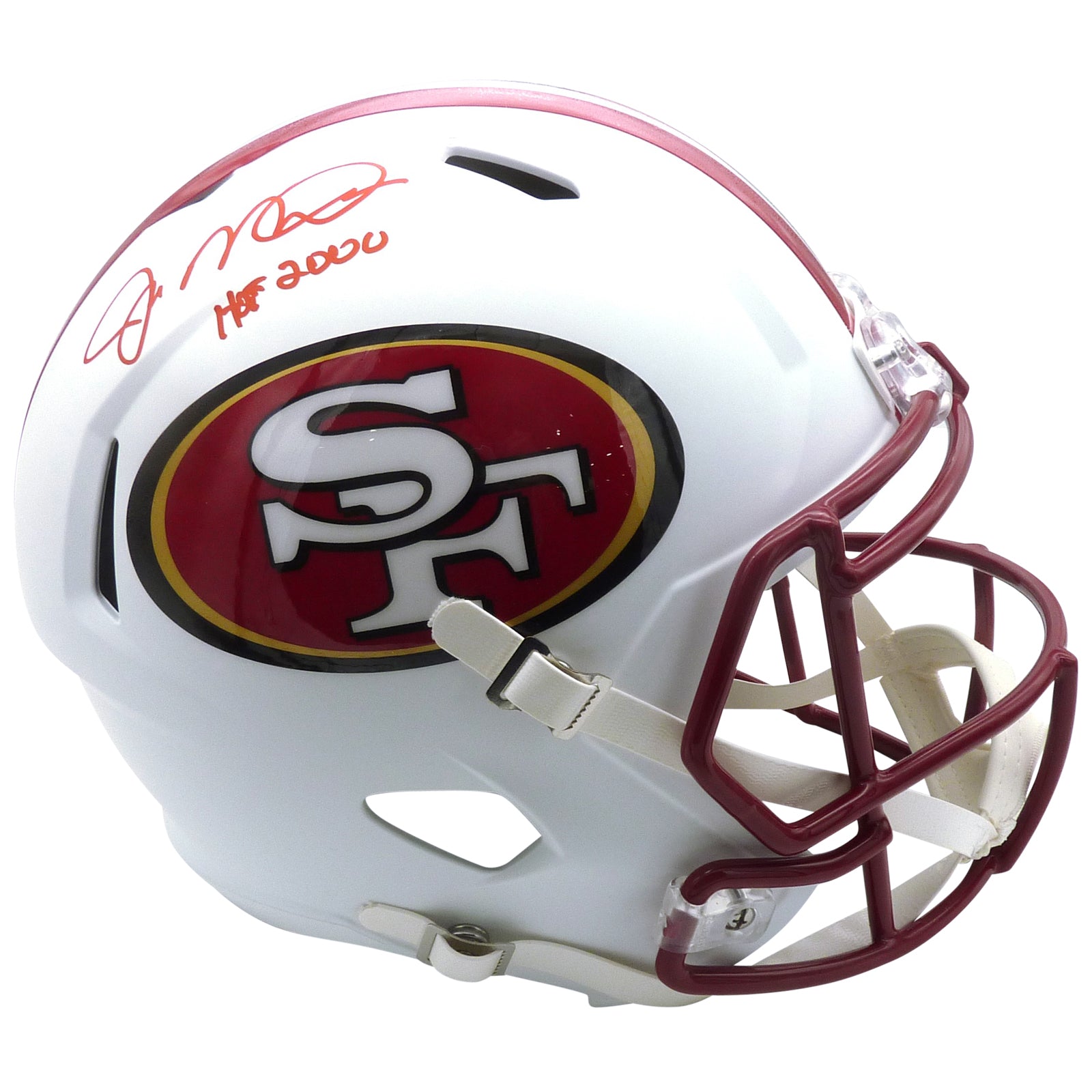 Joe Montana Autographed San Francisco 49ers (FLAT WHITE Alternate) Deluxe Full-Size Replica Helmet w/ 