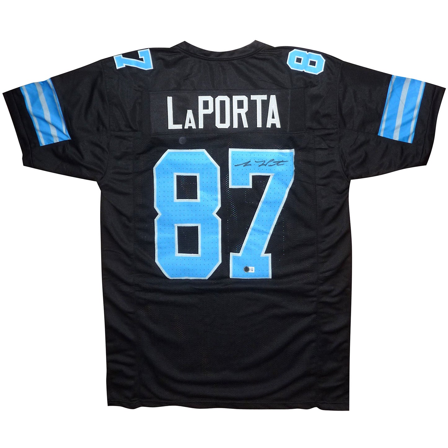 Sam LaPorta Autographed Detroit (Black #87) Custom Jersey - Beckett